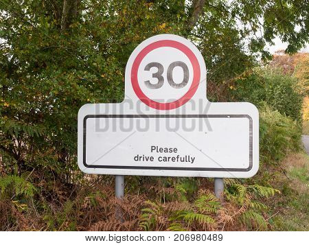Village Rectangle Sign With 30 Miles Per Hour Speed Limit