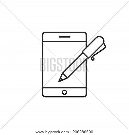 Smartphone Edit Pen outline icon. Vector contour illustration.