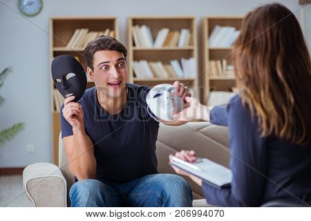 Man attending psychology therapy session with doctor