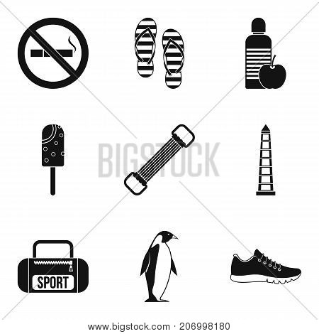 Thing for training icons set. Simple set of 9 thing for training vector icons for web isolated on white background