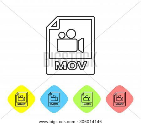 Grey Mov File Document Icon. Download Mov Button Line Icon Isolated On White Background. Mov File Sy