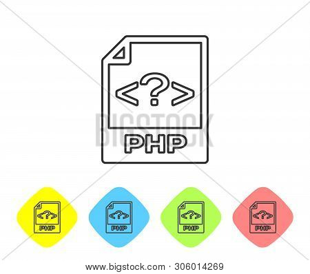Grey Php File Document Icon. Download Php Button Line Icon Isolated On White Background. Php File Sy