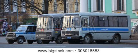Russian Police Vehicles, Palace Square, St. Petersburg, Russia November 2018