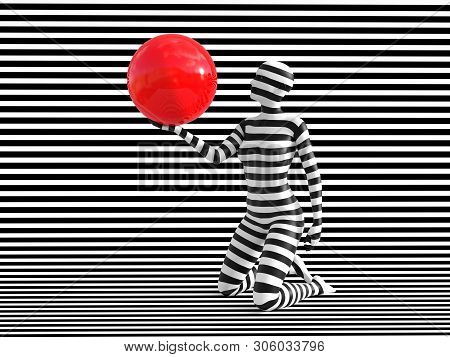 3D Rendering Of Person Breaking The Pattern.
