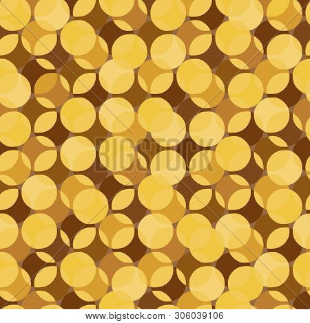 An Abstract Seamless Vector Pattern With Gold Coin Shapes. Surface Print Design. Great For Chinese N