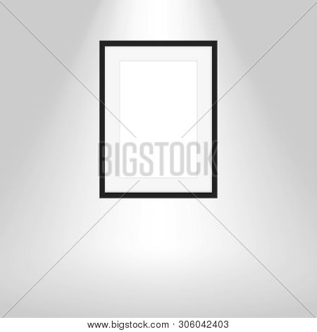 Wood Frames On Gray Wall, Portrait Black Wooden Frame, Mock Up Template Picture Frame, Frames Cute F