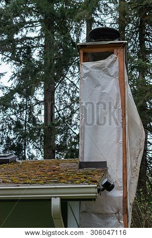 The Framework Of A Chimney Being Refinished