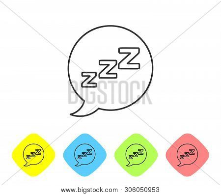 Grey Line Speech Bubble With Snoring Icon Isolated On White Background. Concept Of Sleeping, Insomni