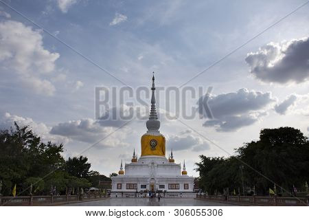 Phra That Nadoon Chedi Or Na Dun Pagoda For Thai People Travel Visited And Respect Praying At Mahasa
