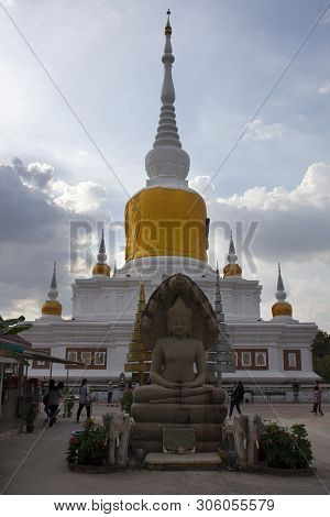 Phra That Nadoon Chedi Or Na Dun Pagoda For Thai People Travel Visited And Respect Praying At Mahasa