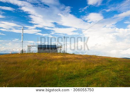 Communications Station And Amazing Morning In Gerlitzen Apls In Austria.view Of The Mountains In Slo