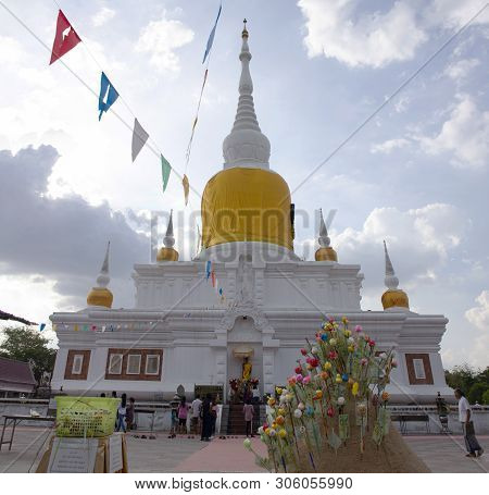 Phra That Nadoon Chedi Or Na Dun Pagoda For Thai People Travel Visited And Respect Praying At Mahasa