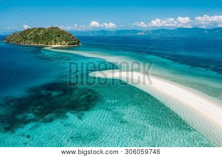 A Concept Of Freedom. Happy Woman Standing On A Spectacular White Beach