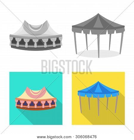 Vector Illustration Of Roof And Folding Symbol. Collection Of Roof And Architecture Stock Vector Ill