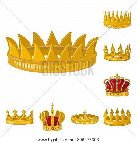 Vector Illustration Of Monarchy And Gold Symbol. Set Of Monarchy And Heraldic Stock Vector Illustrat