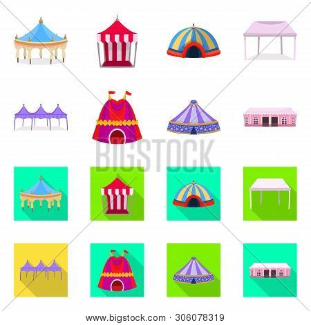 Vector Design Of Roof And Folding Sign. Set Of Roof And Architecture Stock Vector Illustration.