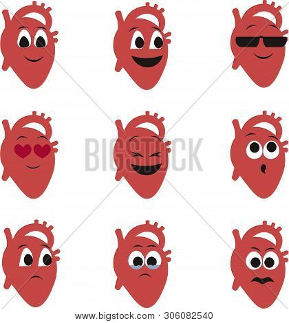 Organs Of The Human Body In The Style Of Cartoon. Heart, Love, Health. Design For Medical Poster, Pr