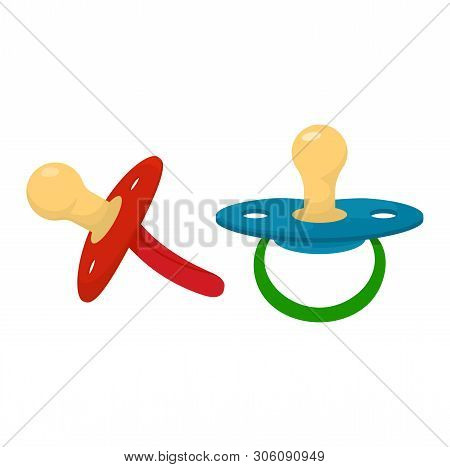 Pacifier Vector Baby Soother Child Nipple And Kids Rubber Nipple Illustration Set Of Cartoon Comfort
