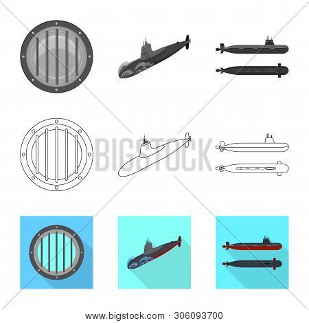 Vector Illustration Of War  And Ship Icon. Set Of War  And Fleet Vector Icon For Stock.