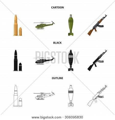 Vector Design Of Weapon And Gun Icon. Set Of Weapon And Army Stock Vector Illustration.