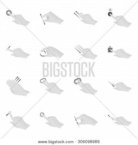 Vector Design Of Touchscreen And Hand Icon. Set Of Touchscreen And Touch Vector Icon For Stock.