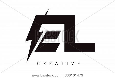 El Letter Logo Design With Lighting Thunder Bolt. Electric Bolt Letter Logo Vector Illustration.