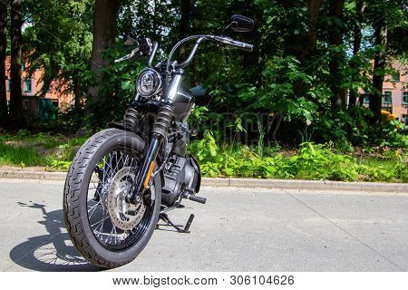 Wunstorf / Germany - June 7,2019: Harley Davidson Motorcycle Stands On A Street. Harley Davidson  Is