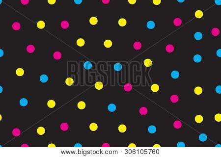 Addictive Cmyk Color Model, Cmy Seamless Pattern With Circles, Abstract Background For Typography, P