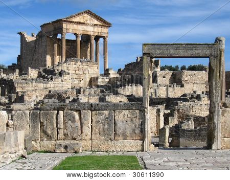 Ruins Of Dougga - Ruins of Ancient Roman City Dougga in Tunisia