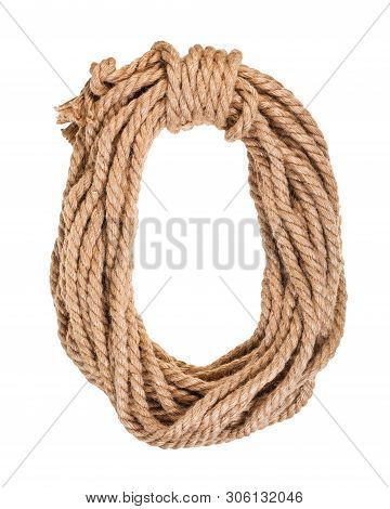Bight Of Thick Natural Jute Rope Isolated On White Background