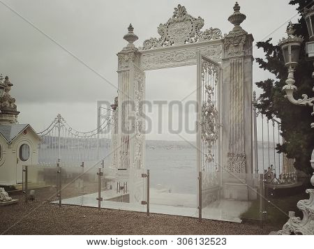 Istanbul, Turkey - September 25, 2018. Eastern Gate Of The Dolmabahce Palace Of The Ottoman Sultans.