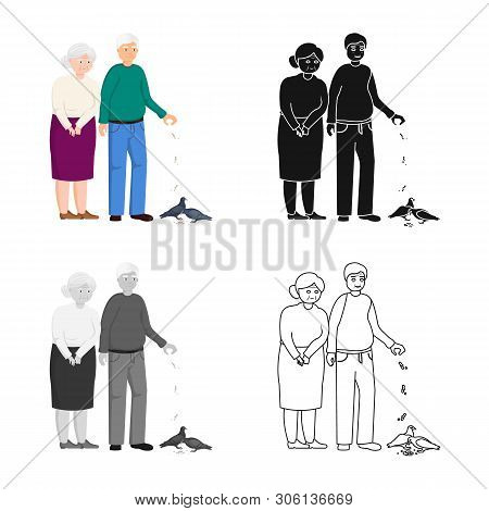 Isolated Object Of Grandparents And Old Icon. Set Of Grandparents And Man Vector Icon For Stock.