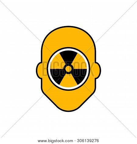 Flat Linear Design. Radiation Icon For Applications, Web Sites And Public Use. Silhouette Of A Human