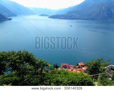 Beautiful View Of The Lake On The Sunny Day. Italy.