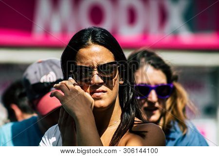 Tel Aviv Israel June 7, 2019 View Of Unknown Israeli Girl Walking At The Carmel Marquet In Tel Aviv 