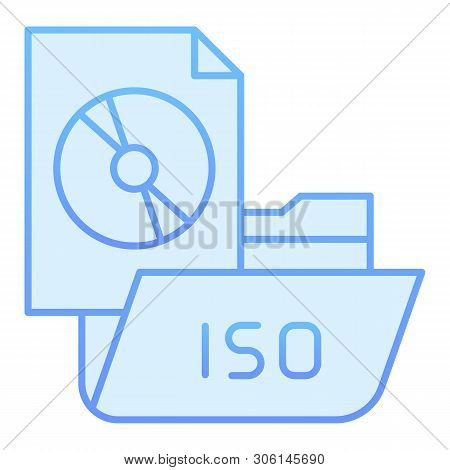 Folder With Disk Flat Icon. File Folder Blue Icons In Trendy Flat Style. Computer Folder Gradient St