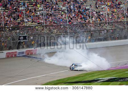 June 08, 2019 - Brooklyn, Michigan, USA: Tyler Reddick (2) wins the LTi Printing 250 at Michigan International Speedway in Brooklyn, Michigan.