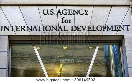 Washington Dc, United States - May 6, 2019 Us Agency International Development Aid Ronald Reagan Int