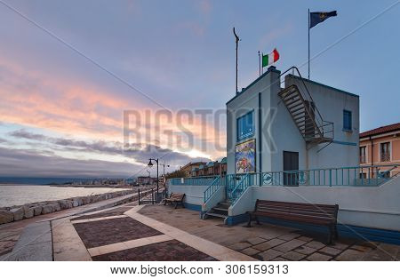 Colorfull Embankment In Caorle After Sunset