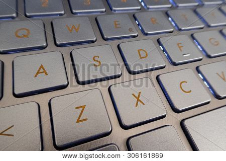 Close-up Detail Of A Qwerty Keyboard Of A Laptop Pc