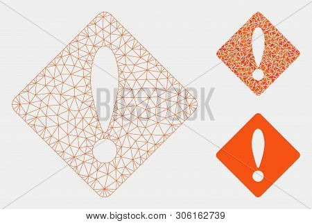 Mesh Error Model With Triangle Mosaic Icon. Wire Frame Polygonal Mesh Of Error. Vector Mosaic Of Tri