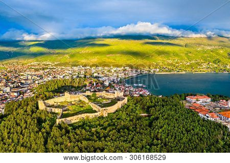 Aerial View Of Samuels Fortress At Ohrid In North Macedonia