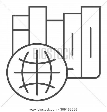 International Library Thin Line Icon. International Education Vector Illustration Isolated On White.