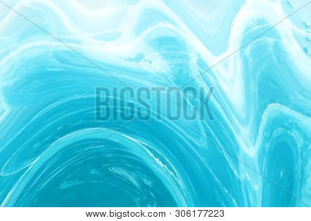 Abstract Light-blue Color Background; A Clear Blue Sea And Line Of White Wave In Abstract Style.