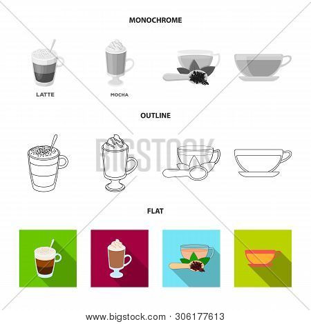 Vector Design Of Cup And Coffe Icon. Collection Of Cup And Top  Vector Icon For Stock.