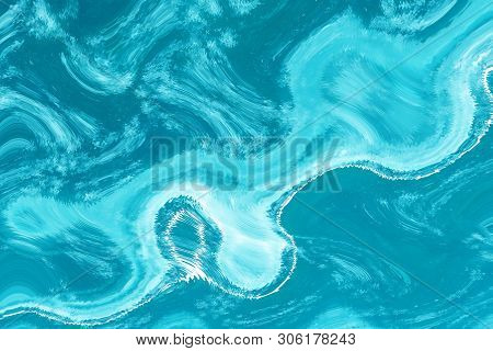 Abstract Background Of Light Blue And White Color; Abstract Background Of Blue Sea With Large Waves 