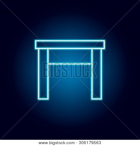 Tabouret, Stool, Furniture Outline Icon In Neon Style. Signs And Symbols Can Be Used For Web, Logo, 
