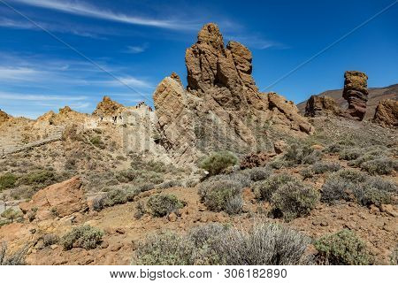 Most Recognizable View Of Mount Teide On Tenerife. Beautiful Landscape In The National Park On Tener
