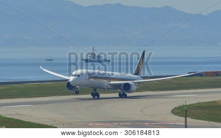 Osaka, Japan - Apr 18, 2019. 9v-scg Singapore Airlines Boeing 787-10 Dreamliner Taking Off From Kans