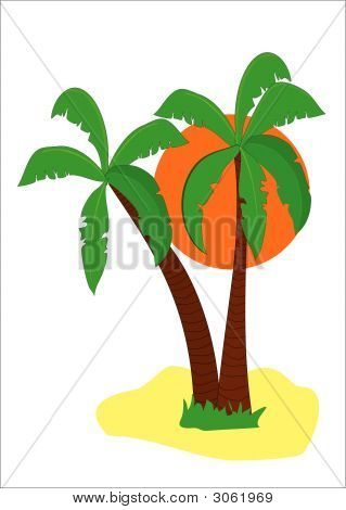 Isla desierta con palmeras